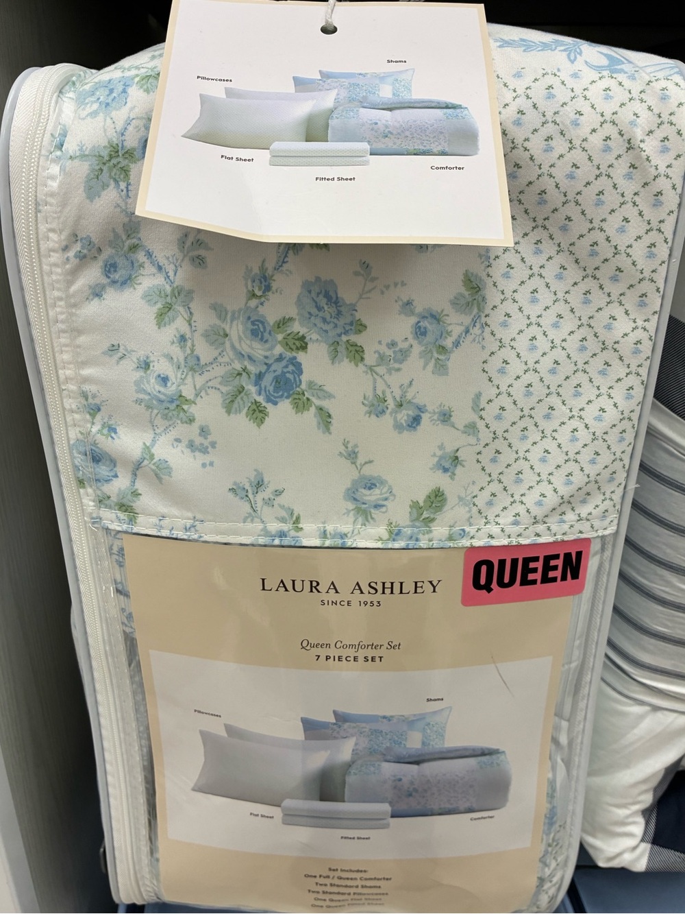 Gorgeous Laura Ashley Blue and White Floral Comforter Set (7 Piece Set)